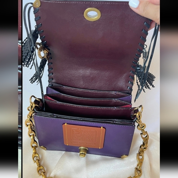 COACH Plum Purple Dinky 19 with Charms Fringes Crossbody Bag - Picture 3 of 8
